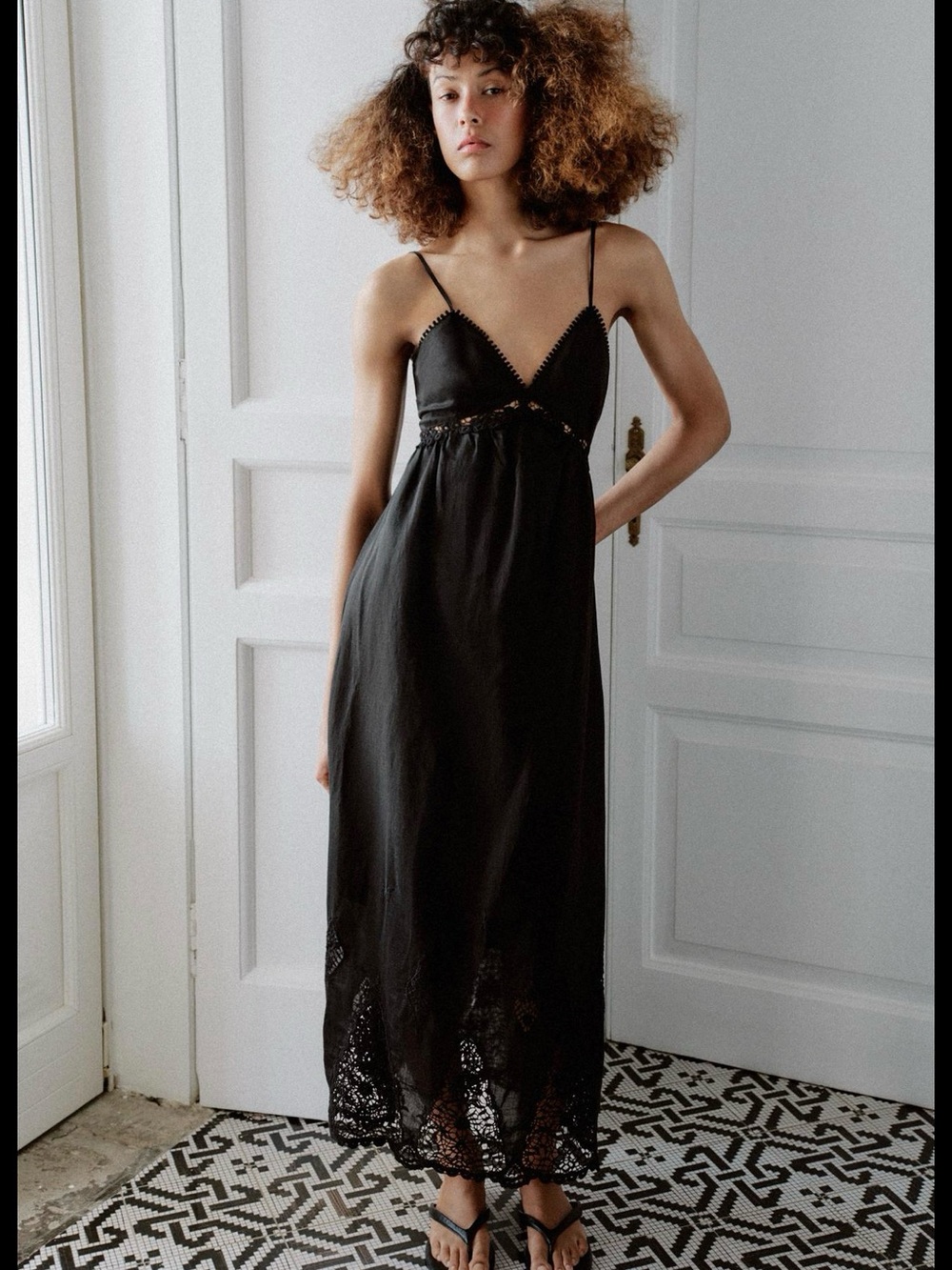 Zara Spaghetti-Strap Lace Maxi Dress